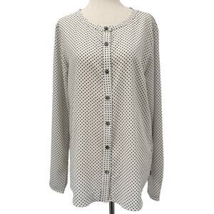 Maison Scotch &‎ Soda White Black Polk a Dot Long Sleeve Blouse SM/M Office